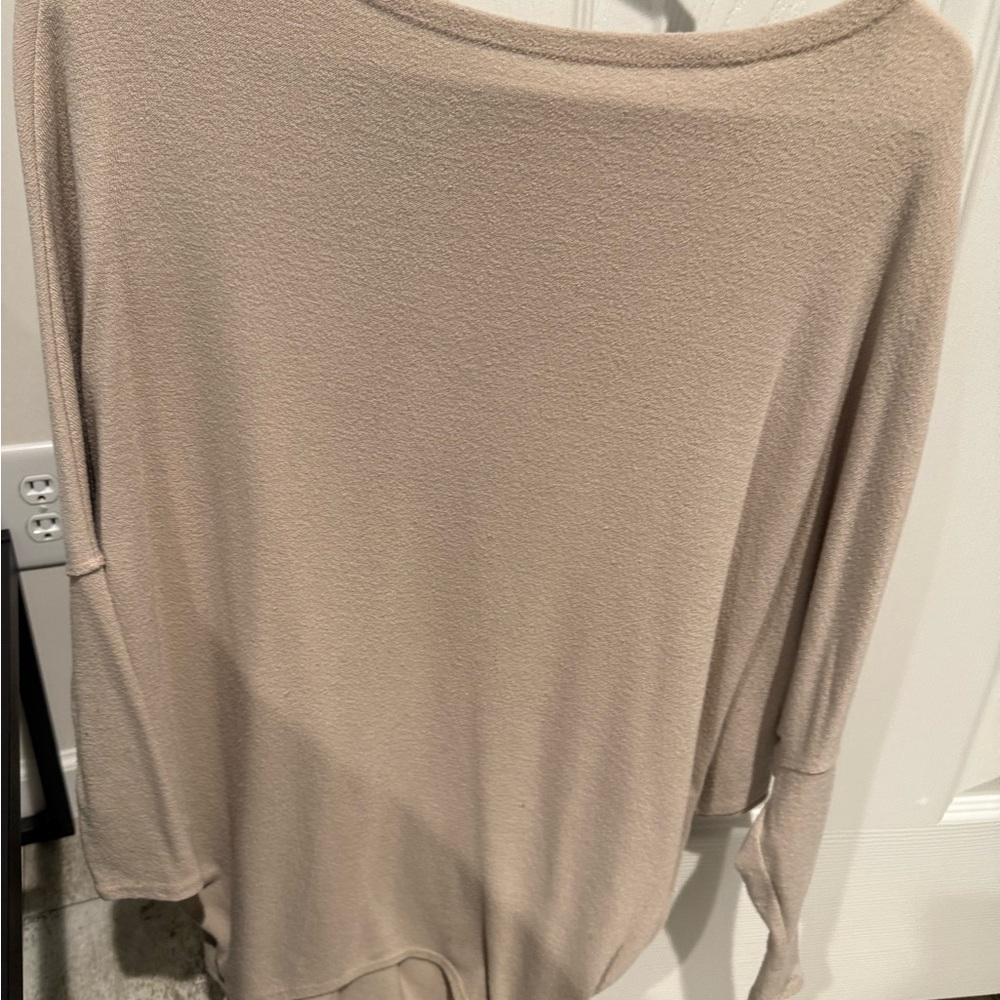 Tan Asymmetrical Relaxed Sweatshirt